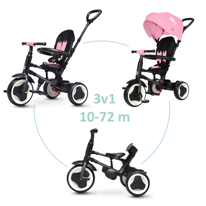 QPlay - Triciclo per bambini 3 in 1 RITO EVA rosa