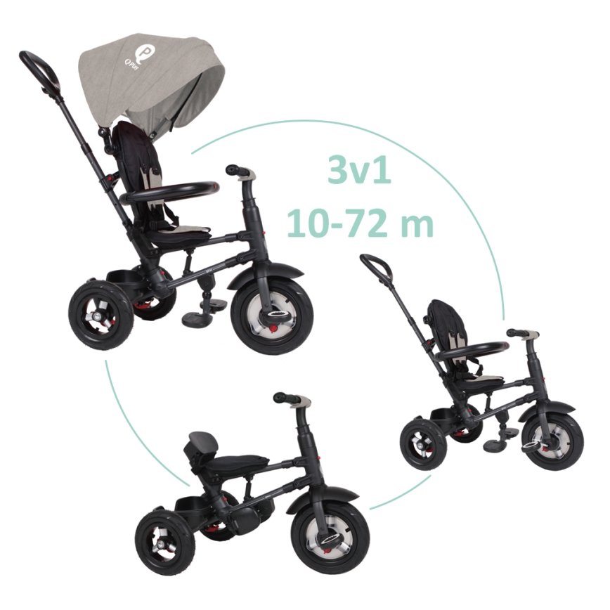QPlay - Triciclo per bambini 3in1 RITO AIR grigio