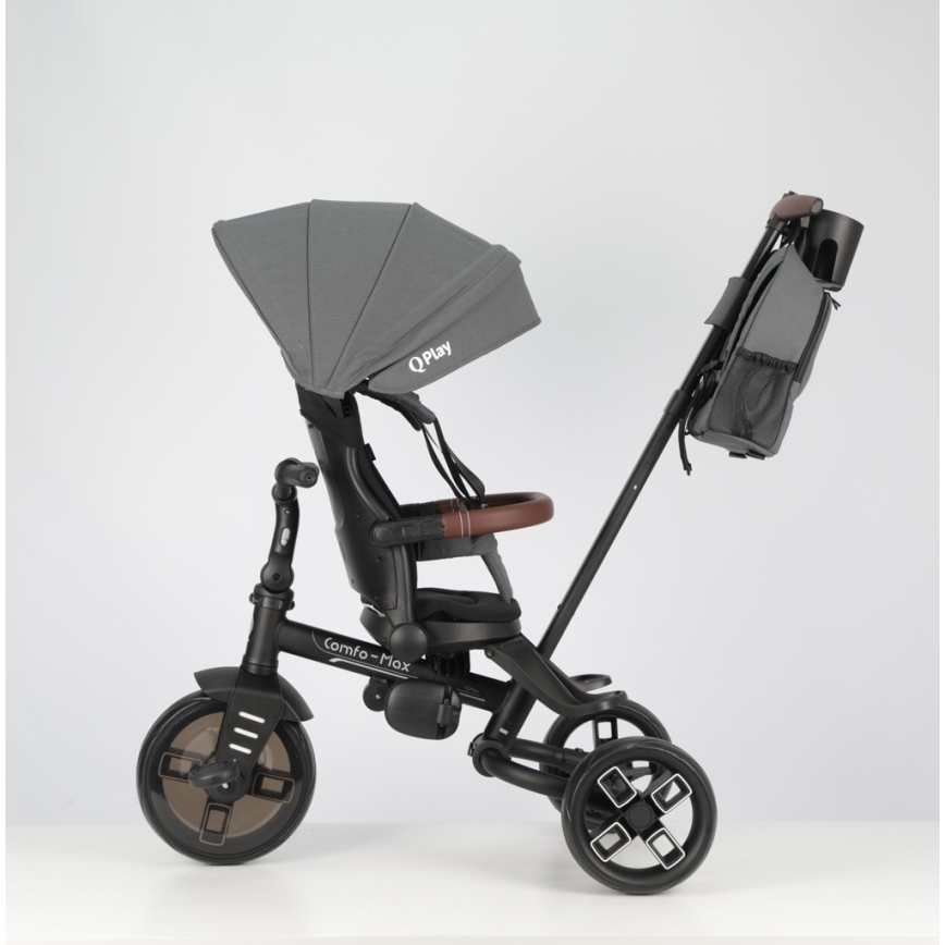 QPlay - Triciclo per bambini 7 in 1 COMFO MAX grigio