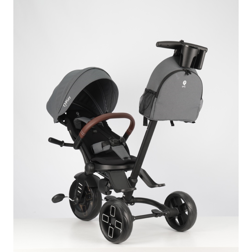QPlay - Triciclo per bambini 7 in 1 COMFO MAX grigio