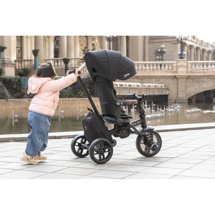 QPlay - Triciclo per bambini 7 in 1 COMFO MAX nero