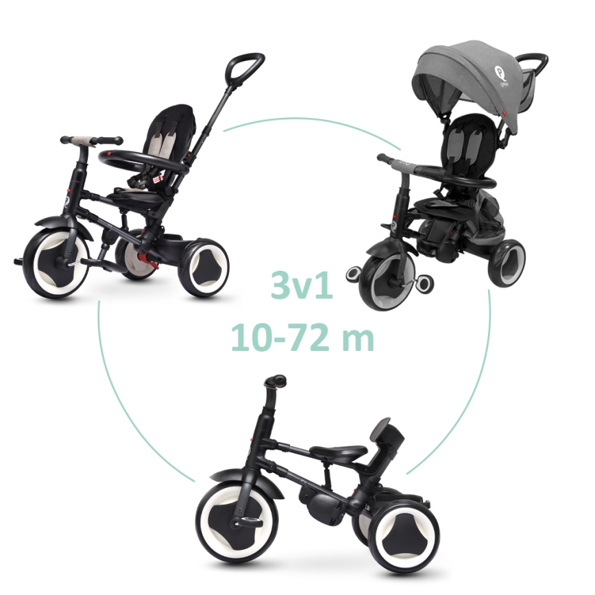QPlay - Tricycle 3 en 1 RITO EVA PLUS gris