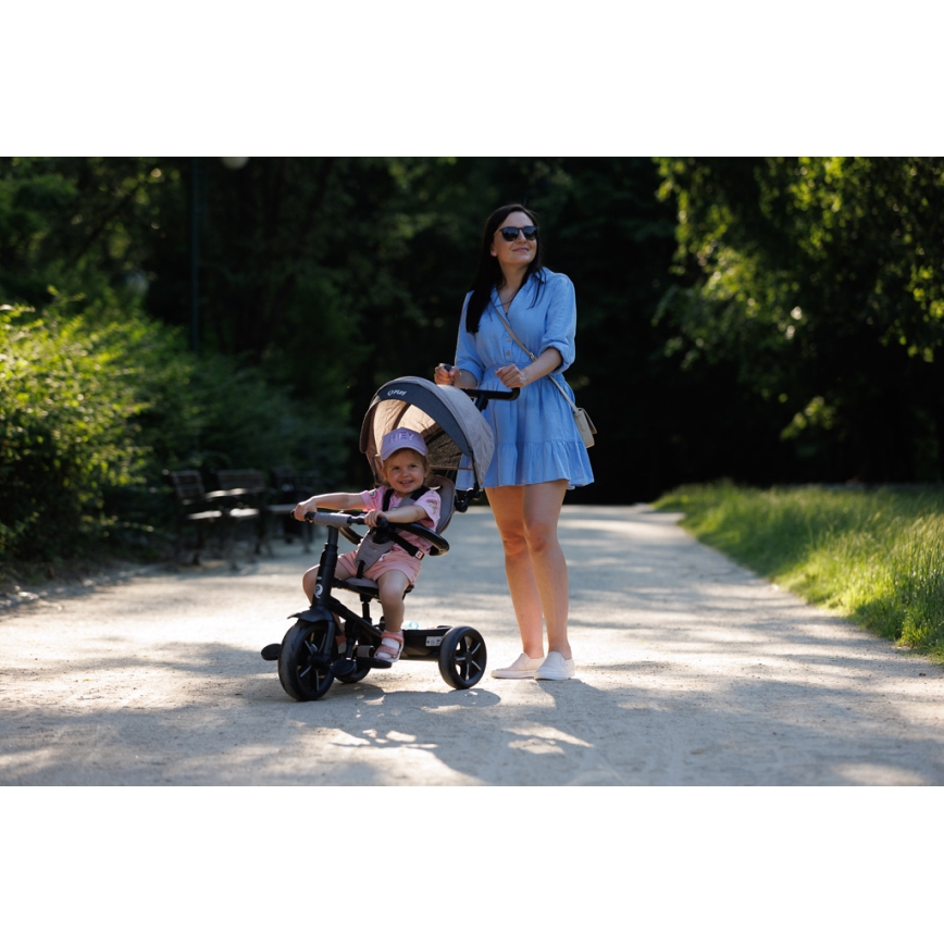 QPlay - Tricycle enfant 3en1 RITO STAR gris clair