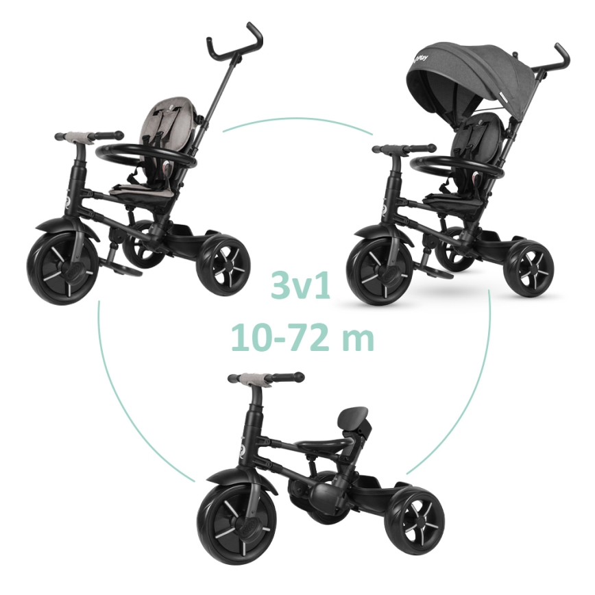 QPlay - Tricycle enfant 3en1 RITO STAR gris foncé