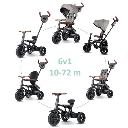 QPlay - Tricycle enfant 6-en-1 RITO DELUXE gris