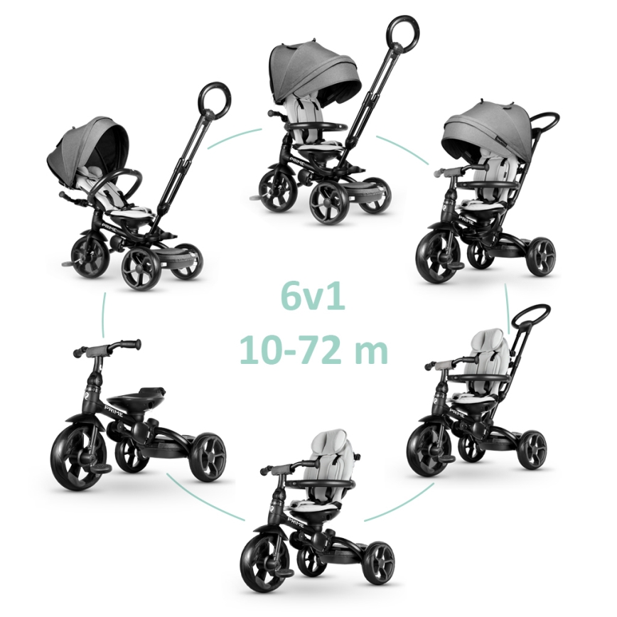 QPlay - Tricycle enfant 6en1 PRIME gris