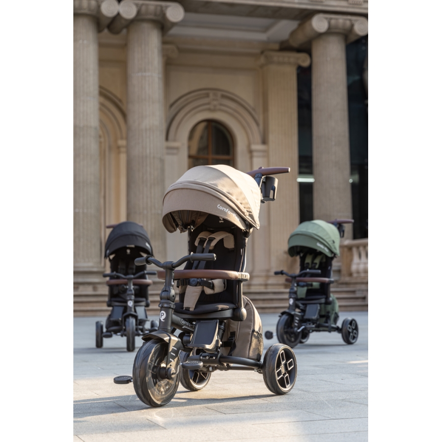 QPlay - Tricycle pour enfants 7 en 1 COMFO MAX, brun
