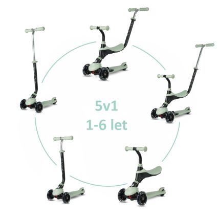 QPlay - Trottinette enfant SEMA PRO 5 en 1 avec roues LED, verte