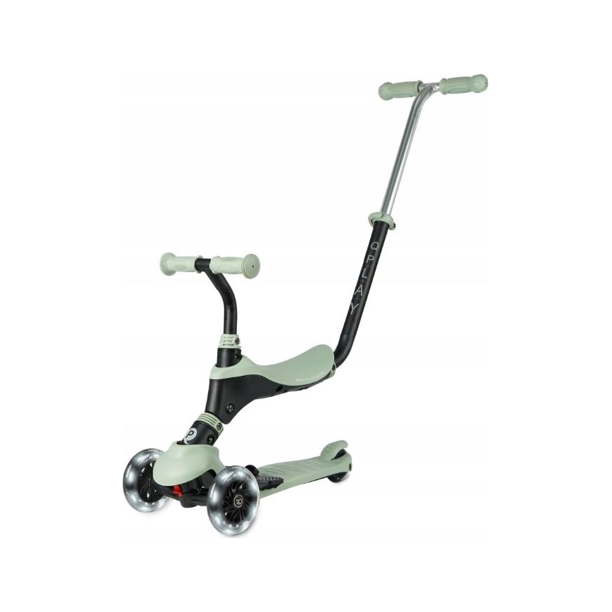 QPlay - Trottinette enfant SEMA PRO 5 en 1 avec roues LED, verte