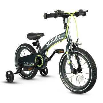 QPlay - Vélo enfant 14 MINIBY 3-en-1 gris