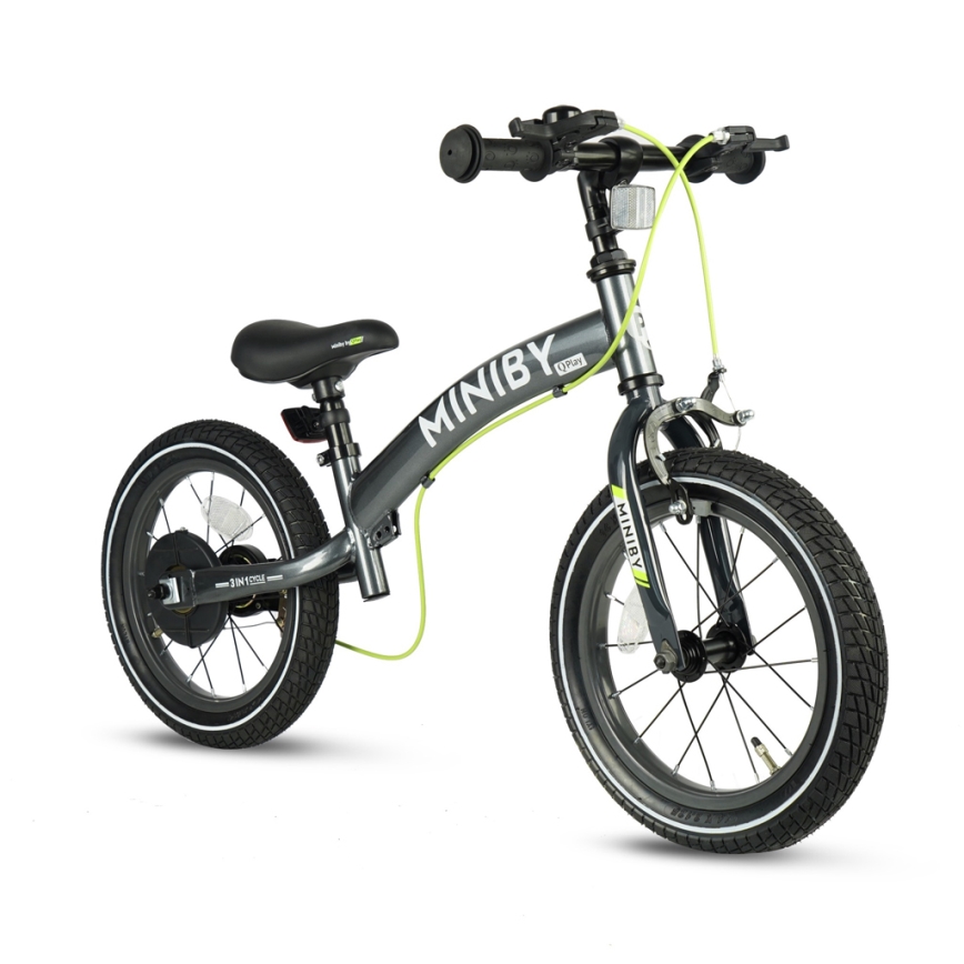 QPlay - Vélo enfant 14 MINIBY 3-en-1 gris