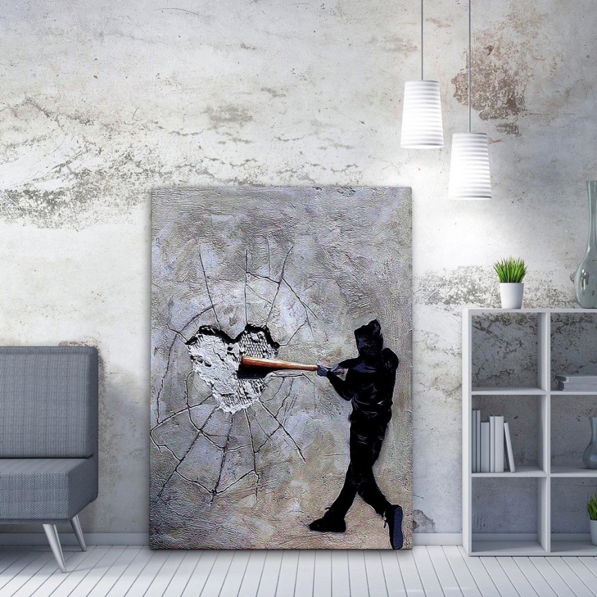 Quadro murale su tela 100x70 cm grigio/nero