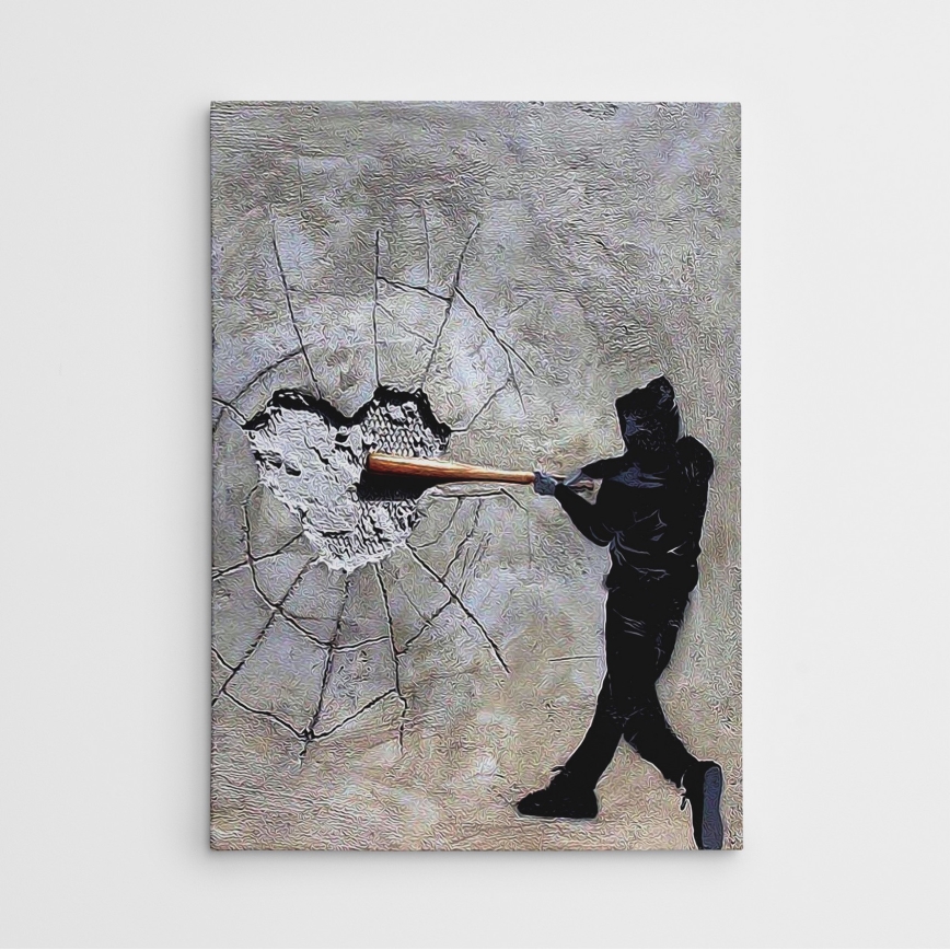 Quadro murale su tela 100x70 cm grigio/nero