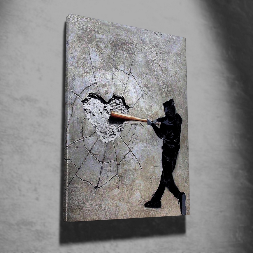 Quadro murale su tela 100x70 cm grigio/nero