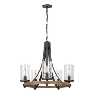 Quintiesse - Lampadario a catena ANGELO 5xE27/60W/230V finitura rovere