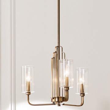 Quintiesse - Lampadario a stelo KIMROSE 3xE14/40W/230V Ø 45,9 cm dorato