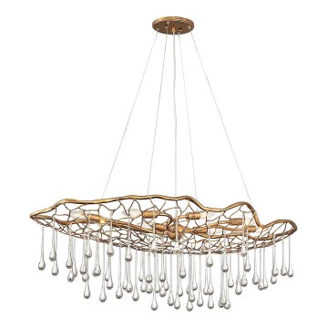 Quintiesse - Pendelleuchte mit Kabelaufhängung LAGUNA 8xE14/40W/230V Ø 106,7 cm goldfarben