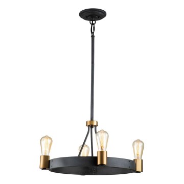 Quintiesse - Pendelleuchte mit Stange SILAS 4xE27/60W/230V Ø 54,9 cm schwarz/gold