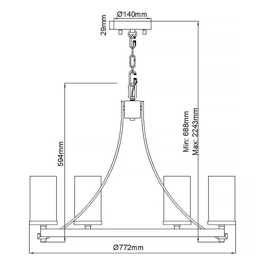 Quintiesse - Lampadario con catena ANGELO 6xE27/60W/230V finitura rovere