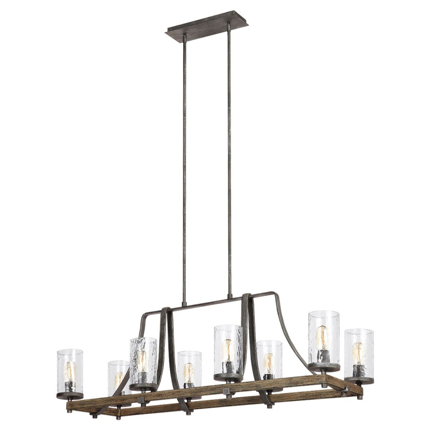 Quintiesse - Lampadario a stelo ANGELO 8xE27/60W/230V finitura rovere