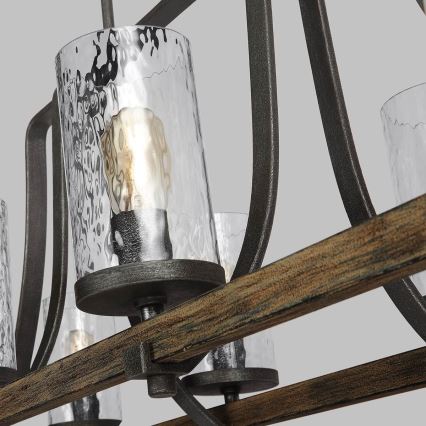 Quintiesse - Lampadario a stelo ANGELO 8xE27/60W/230V finitura rovere