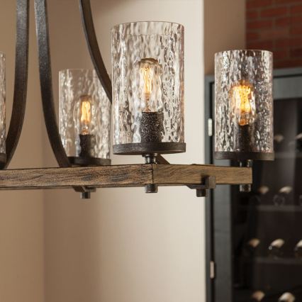 Quintiesse - Lampadario a stelo ANGELO 8xE27/60W/230V finitura rovere