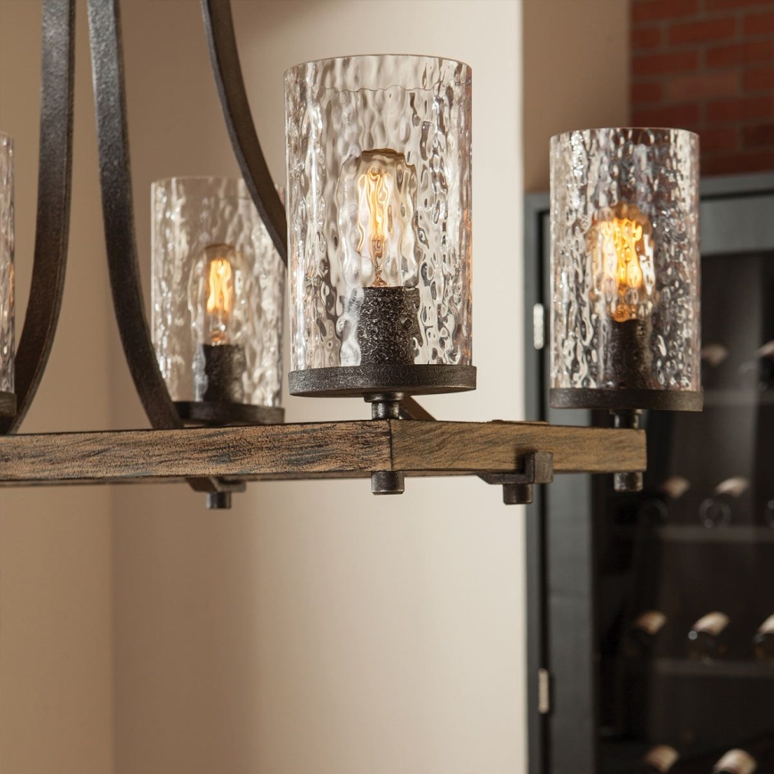 Quintiesse - Lampadario a stelo ANGELO 8xE27/60W/230V finitura rovere