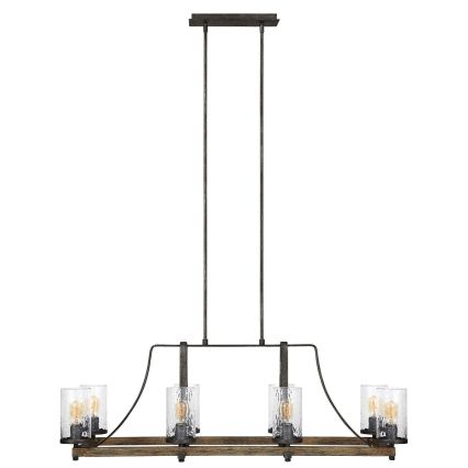 Quintiesse - Lampadario a stelo ANGELO 8xE27/60W/230V finitura rovere