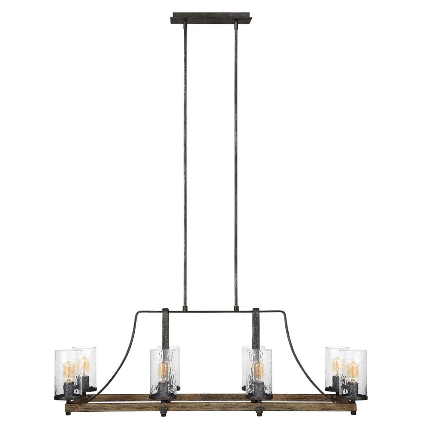 Quintiesse - Lampadario a stelo ANGELO 8xE27/60W/230V finitura rovere