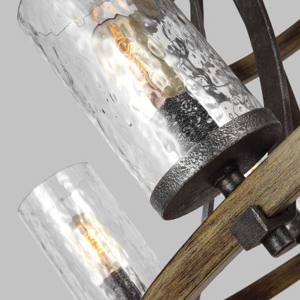 Quintiesse - Lampadario a catena ANGELO 9xE27/60W/230V finitura rovere