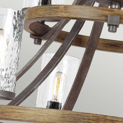 Quintiesse - Lampadario a catena ANGELO 9xE27/60W/230V finitura rovere