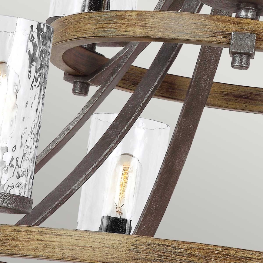 Quintiesse - Lampadario a catena ANGELO 9xE27/60W/230V finitura rovere