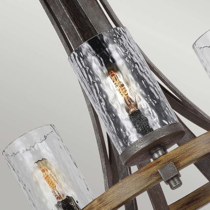 Quintiesse - Lampadario a catena ANGELO 9xE27/60W/230V finitura rovere