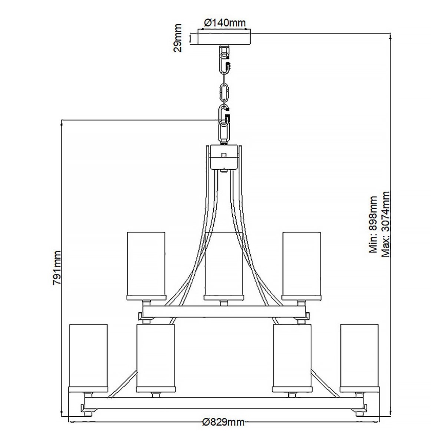 Quintiesse - Lampadario a catena ANGELO 9xE27/60W/230V finitura rovere