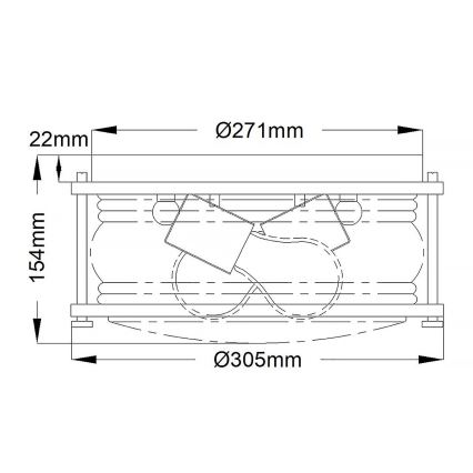 Quintiesse - Plafoniera da bagno ASHLAND 2xE27/60W/230V diam. 30,5 cm IP44 cromo lucido