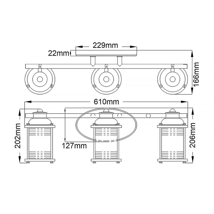 Quintiesse - Applique murale d'extérieur ASHLAND BAY 3xE27/60W/230V IP44, finition chrome brillant