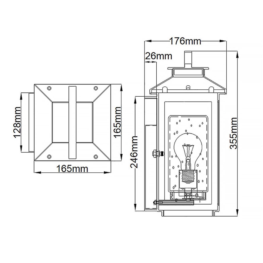 Quintiesse - Außenwandleuchte ATWATER S 1xE27/60W/230V IP44 schwarz