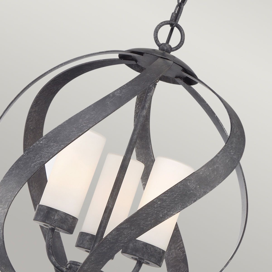 Quintiesse - Außenleuchte mit Kette BLACKSMITH 3xE14/40W/230V Ø 40,7 cm IP44 schwarz