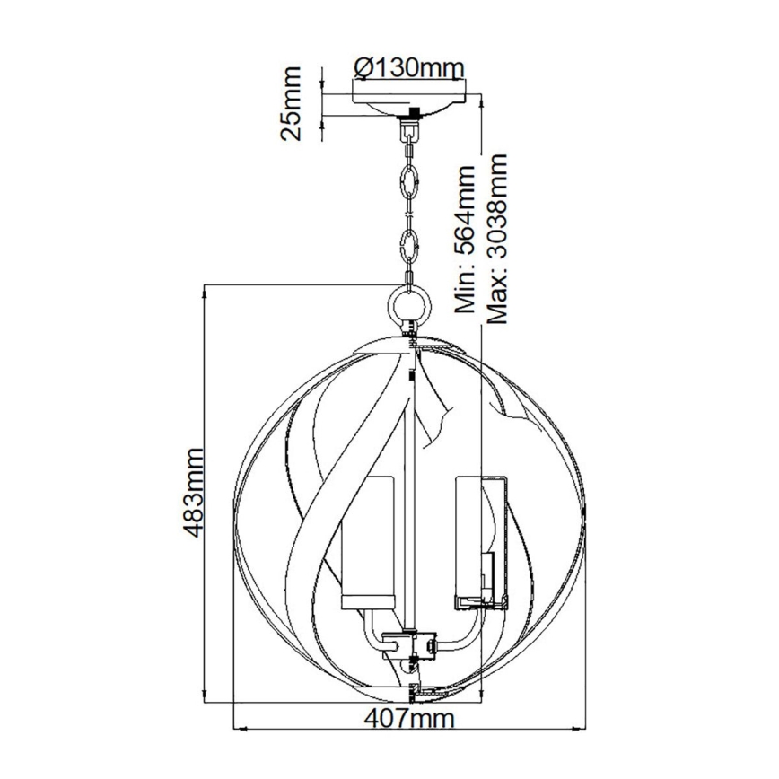 Quintiesse - Lampadario da esterno a catena BLACKSMITH 3xE14/40W/230V Ø 40,7 cm IP44 nero