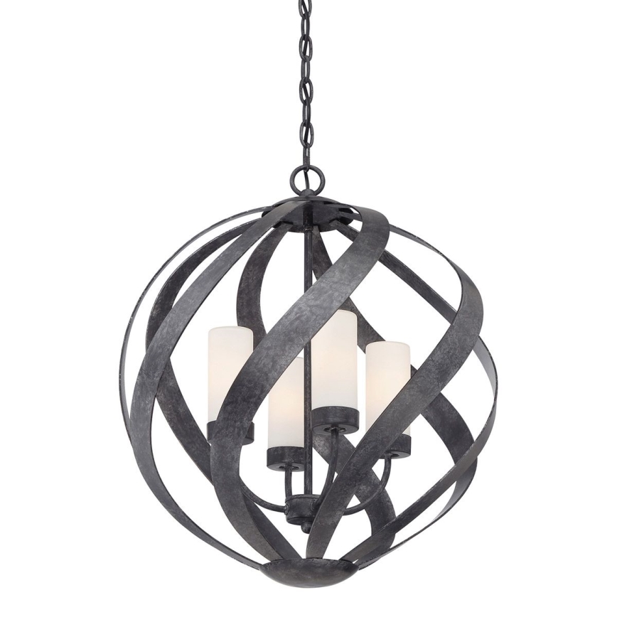 Quintiesse - Außen-Kronleuchter mit Kette BLACKSMITH 4xE14/40W/230V Ø 50,1 cm IP44 schwarz