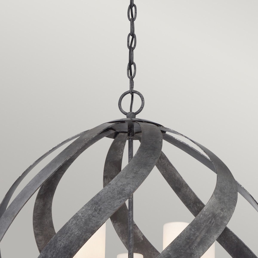 Quintiesse - Außen-Pendelleuchte mit Kette BLACKSMITH 5xE14/40W/230V Ø 66,4 cm IP44 schwarz