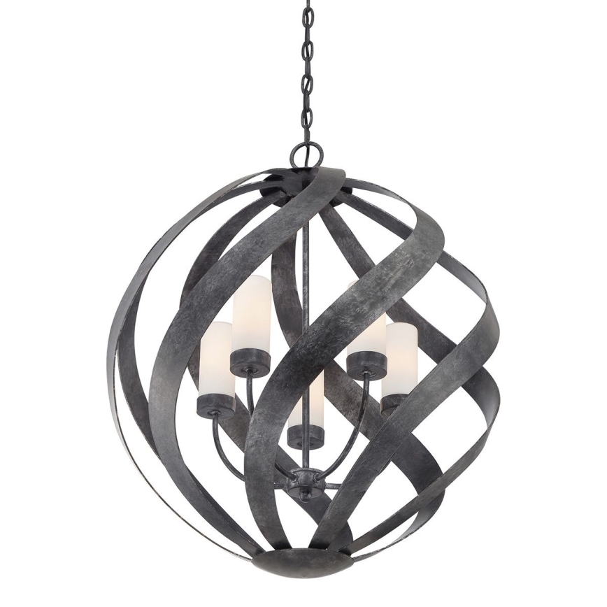 Quintiesse - Außen-Pendelleuchte mit Kette BLACKSMITH 5xE14/40W/230V Ø 66,4 cm IP44 schwarz