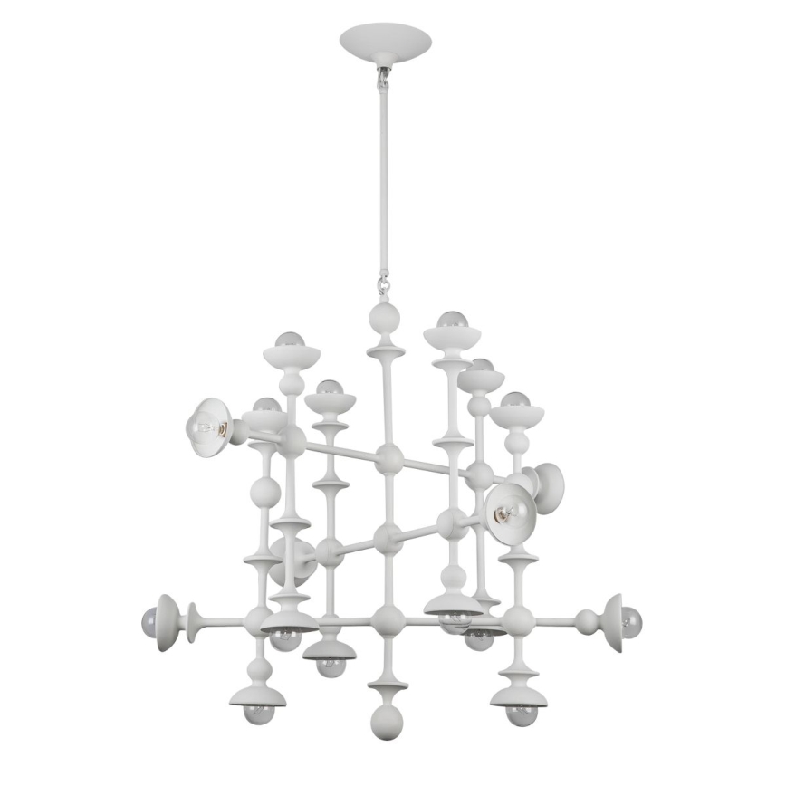 Quintiesse - Lustre à tige CADENCE 18xE14/40W/230V blanc