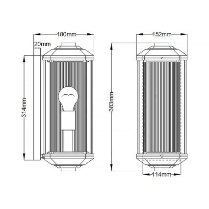 Quintiesse - Außenwandleuchte CASTELLE M 1xE27/60W/230V IP44 schwarz
