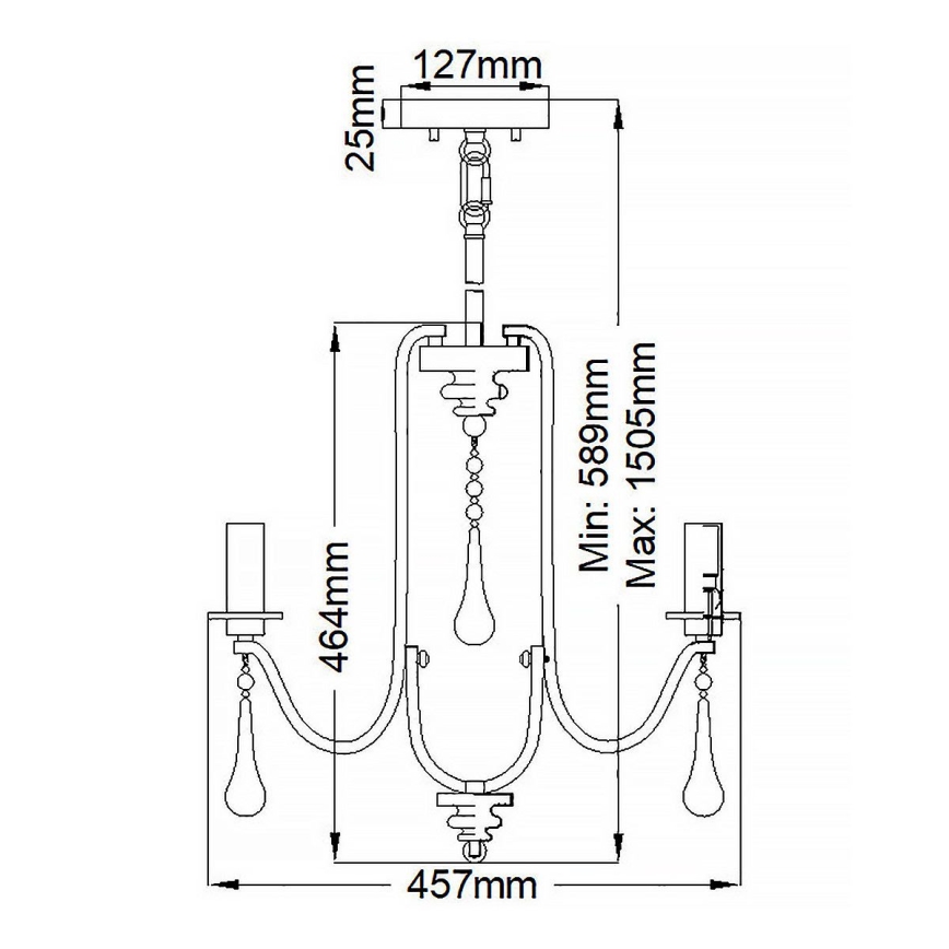 Quintiesse - Lampadario a stelo KARLEE 3xE14/60W/230V diam. 45,7 cm cromo opaco