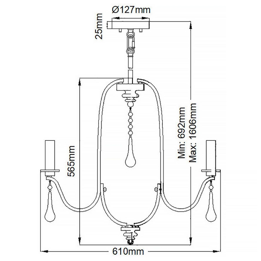 Quintiesse - Suspension sur tige KARLEE 5xE14/60W/230V Ø 61 cm chrome mat