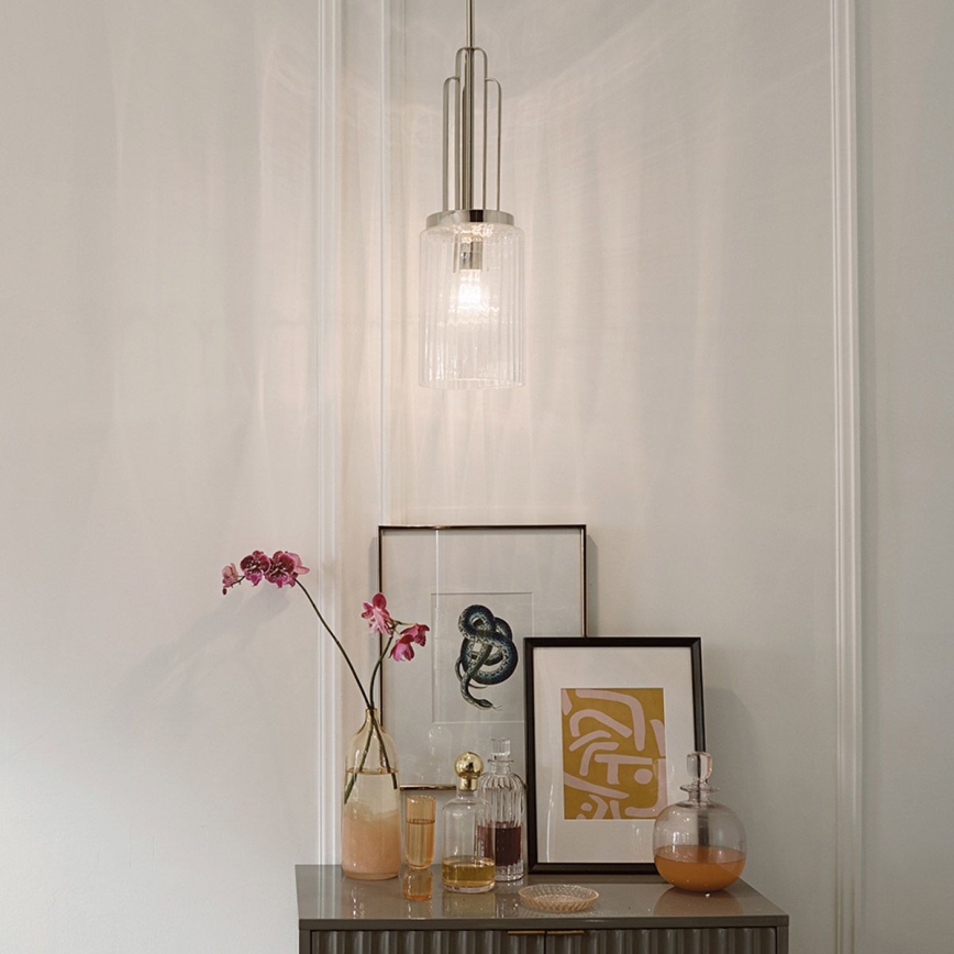 Quintiesse - Pendelleuchte an Stange KIMROSE 1xE27/60W/230V Ø 17,8 cm glänzender Chrom