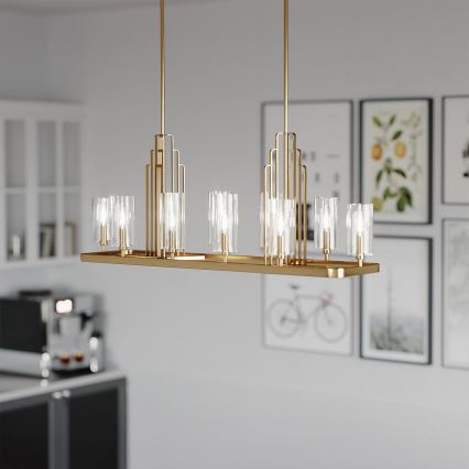 Quintiesse - Lampadario su asta KIMROSE 10xE14/40W/230V oro