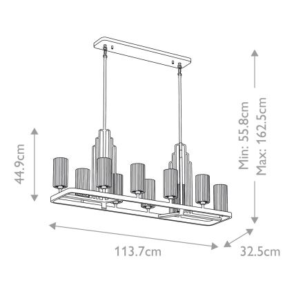 Quintiesse - Lampadario su asta KIMROSE 10xE14/40W/230V oro