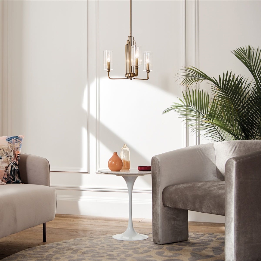 Quintiesse - Lustre sur tige KIMROSE 3xE14/40W/230V Ø 45,9 cm doré
